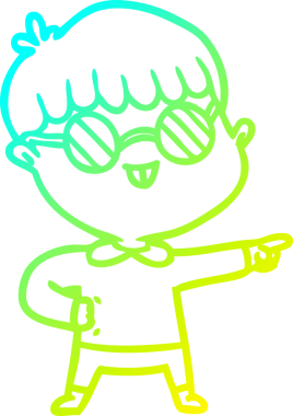 Bir insan tarafından çizilmiş gözlük takan çizgi film çocuğu çizimi.