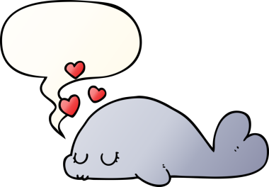 Bir insan tarafından çizilmiş tatlı çizgi film yunusu konuşma baloncuğu gibi.