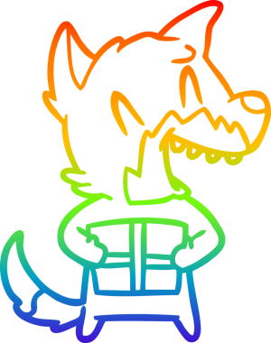 Gülen bir tilki çizgi filminin gökkuşağı gradyanı insan tarafından çizilmiş.