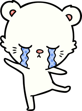 Bir insan tarafından çizilmiş üzgün küçük kutup ayısı çizgi filmi.