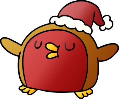 Serbest çizim gradyan çizgi film Şirin kawaii kırmızı robin bir insan tarafından çizildi