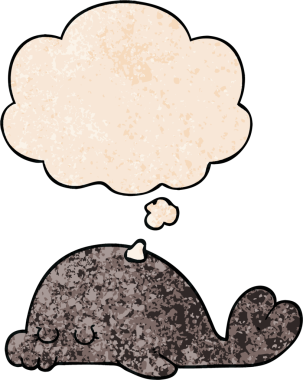 Bir insan tarafından çizilmiş grunge desen biçiminde düşünce baloncuğu olan çizgi film mührü