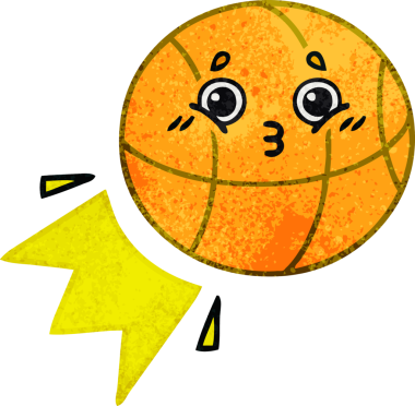 Bir insan tarafından çizilmiş basketbol topunun retro grunge desen karikatürü