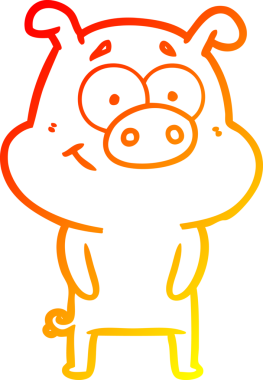 Bir insan tarafından çizilmiş mutlu çizgi film domuzu çizimi.