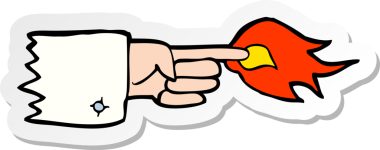 Bir insan tarafından çizilmiş işaret eden çizgi film çıkartması.