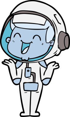 Bir insan tarafından çizilmiş mutlu astronot çizgi filmi.