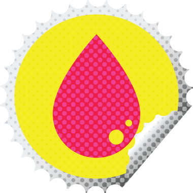 Kan damlası grafiksel vektör dairesel soyma etiketi bir insan tarafından çizildi