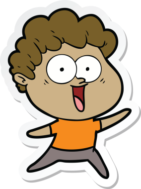 Bir insan tarafından çizilmiş heyecanlı bir adamın çıkartması.