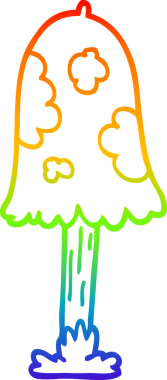 gökkuşağı gradyan çizgi çizimi bir insan tarafından çizilmiş mantar karikatürü