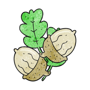 Bir insan tarafından çizilmiş el yapımı desenli meşe palamudu.