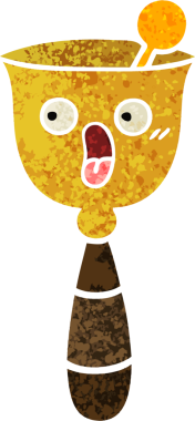 Bir insan tarafından çizilmiş okul çanının retro çizim stili karikatürü