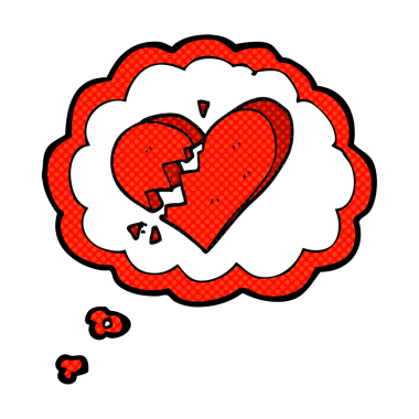 Serbest çizim düşünce balonu karikatürü Bir insan tarafından çizilmiş kırık kalp