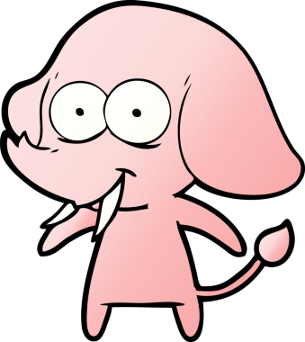 Bir insan tarafından çizilmiş mutlu bir fil.