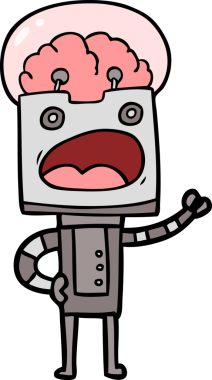 Bir insan tarafından çizilmiş çizgi film robotu