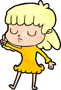 Bir insan tarafından çizilmiş ilgisiz bir kadın çizgi filmi.