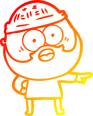 Bir insan tarafından çizilmiş sakallı bir adamın sıcak çizgi çizimi.