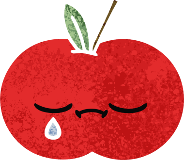 Bir insan tarafından çizilmiş kırmızı elmanın retro çizim tarzı karikatürü