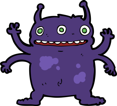 Bir insan tarafından çizilmiş uzaylı canavar çizgi filmi.