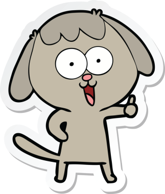 Bir insan tarafından çizilmiş şirin bir köpeğin çıkartması.