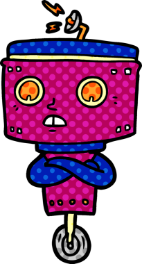 Bir insan tarafından çizilmiş çapraz kollu çizgi robot.