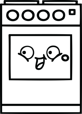 Bir insan tarafından çizilmiş bir mutfak fırınının çizgi çizimi