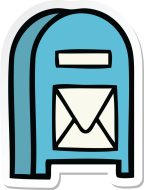 Bir insan tarafından çizilmiş şirin bir posta kutusunun çıkartması.