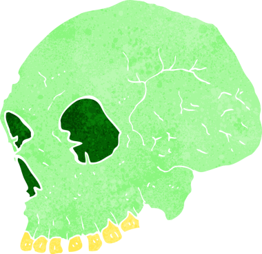 Bir insan tarafından çizilmiş ürkütücü bir kafatası.