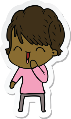 Bir insan tarafından çizilmiş gülen bir karikatür çıkartması.