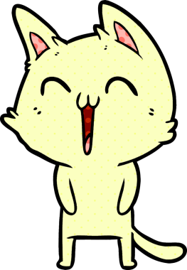 Bir insan tarafından çizilmiş mutlu çizgi film kedisi.