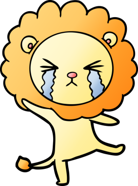 Bir insan tarafından çizilmiş ağlayan bir aslan.