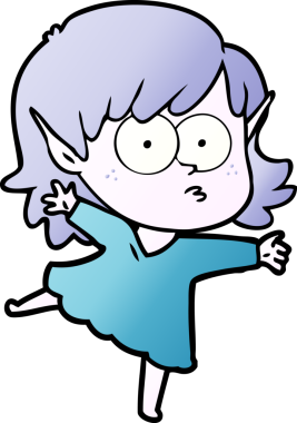 Bir insan tarafından çizilmiş çizgi film elf kızı.