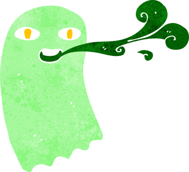 Bir insan tarafından çizilmiş komik çizgi film hayaleti.