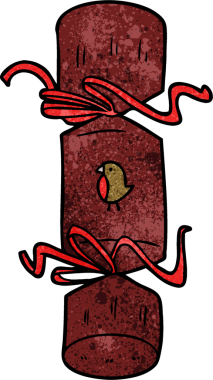 Bir insan tarafından çizilmiş Noel krakeri karikatürü.