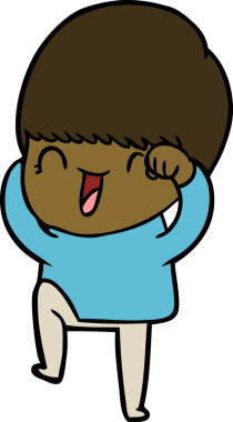 Bir insan tarafından çizilmiş mutlu çizgi film çocuğu.