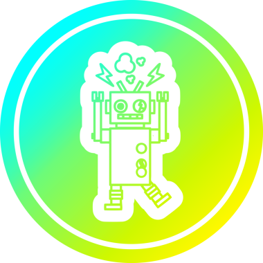 arızalı robot dairesel simgesi ve bir insan tarafından çizilen gradyan bitiş