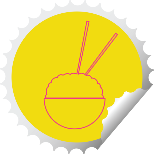 Pirinç kase dairesel kabuk soyma etiketi bir insan tarafından çizilmiş.