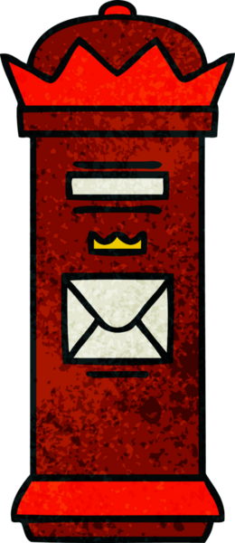 Bir insan tarafından çizilmiş bir posta kutusunun retro grunge desen karikatürü