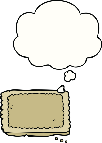 Bir insan tarafından çizilmiş düşünce balonlu bisküvi.