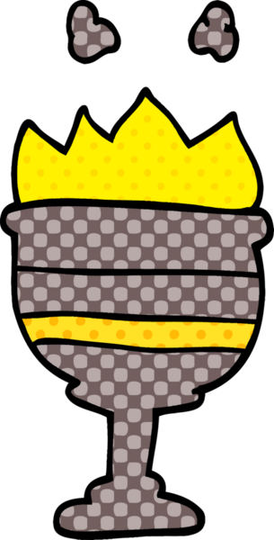 Bir insan tarafından çizilmiş alevli kadehler.