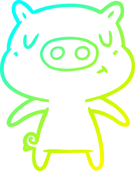 Bir insan tarafından çizilen çizgi film içerikli bir domuzun soğuk çizgi çizimi