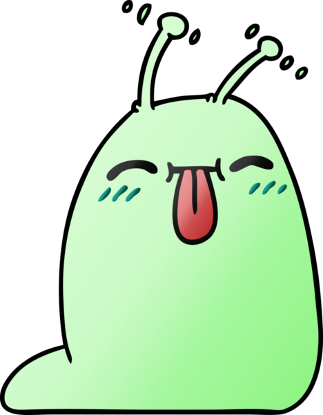 Bir insan tarafından çizilmiş mutlu bir kawaii sümüklüböceğinin gradyan çizimi.