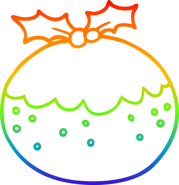 gökkuşağı gradyanı çizimi bir insan tarafından çizilmiş bir çizgi noel pudingi.