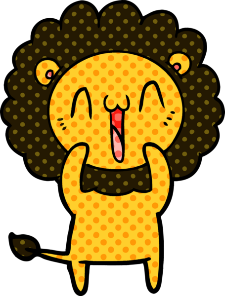 Bir insan tarafından çizilmiş mutlu çizgi film aslanı.