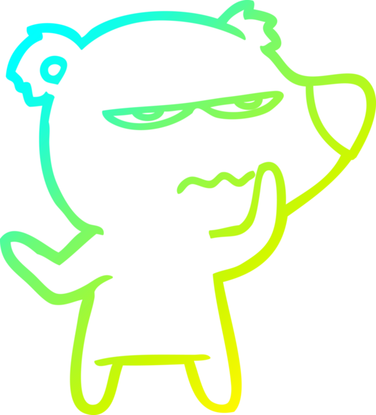 Bir insan tarafından çizilen kızgın ayı karikatürünün soğuk gradyan çizgisi