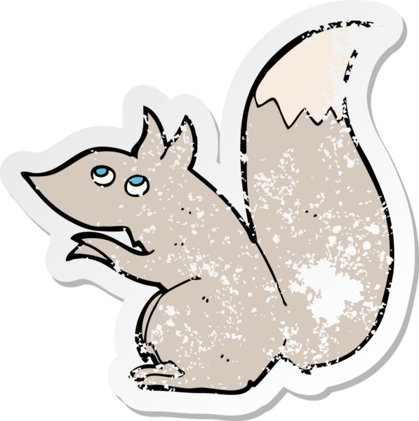 Bir insan tarafından çizilmiş bir sincabın gerilmiş çıkartması.