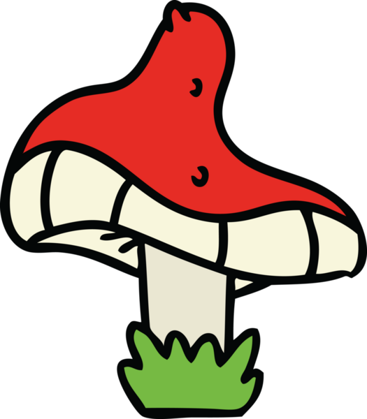 Bir insan tarafından çizilmiş tek bir mantarın el çizimi karikatürü.