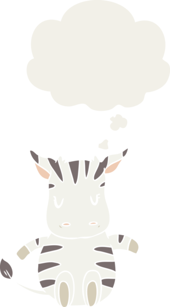 insan tarafından çizilmiş, düşünce baloncuklu bir zebra.