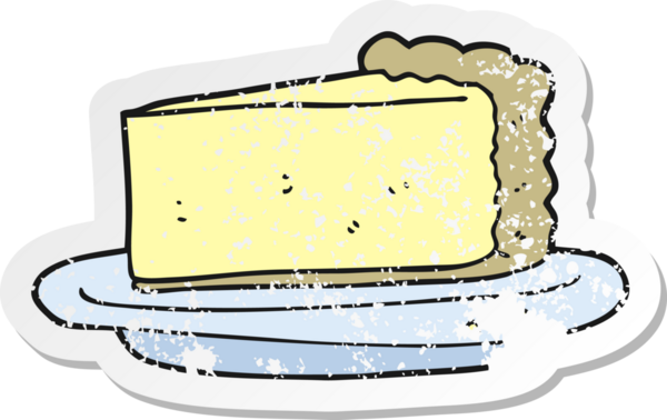 Bir insan tarafından çizilmiş karikatür peynirli kekin geriletilmiş yapıştırması.