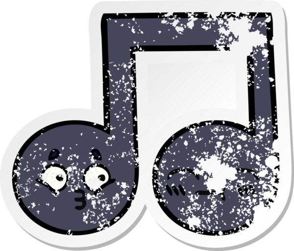 Bir insan tarafından çizilmiş şirin bir karikatür müzik notasının sıkıntılı çıkartması.