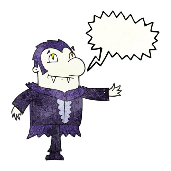 Serbest konuşma balonu bir insan tarafından çizilmiş karikatür vampiri.